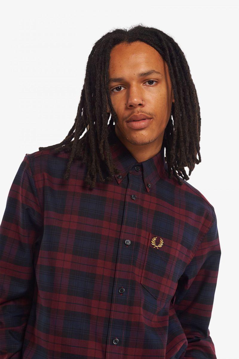 Red Fred Perry Tartan Twill Men's Shirts | PH 1541OKIR